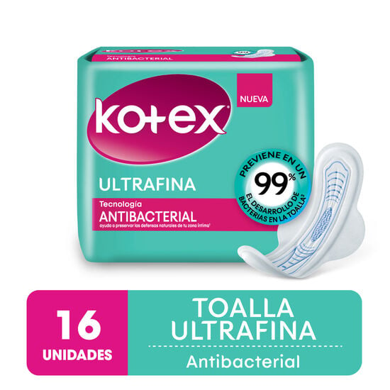 Toalla Femenina Kotex Antibacterial Ultrafina x 16 Un